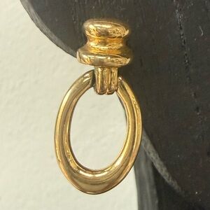 Vintage‎ Napier Gold Tone Oval Drop Earrings Signed Classic Statement